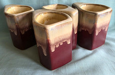 Vtg 4 Mugs Rodolfo Padilla Drip Glaze Stacking Stoneware Red picture