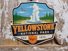 VINTAGE YELLOWSTONE PORCELAIN SIGN RARE OLD picture