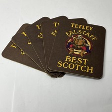 Vintage Tetley Falstaff Best Scotch Coasters LOT Of 5 Beer Mats,Double Sided  picture