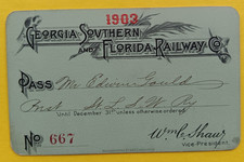 1903 GEORGIA SOUTHERN AND FLORIDA RAILWAY PASS No. 667 EDWIN GOULD PRESIDENT picture