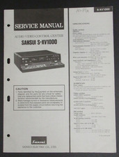 Sansui S-XV1000 SXV1000  A V CONTROL CENTER Original Service Repair Manual picture
