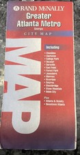 Vintage 1996 Rand McNally Greater Atlanta Metro City Map Georgia picture