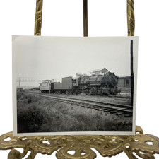Vintage Steam Locomotive 89 Caboose Railroad Yard Photo 4x5 B&W Gelatin Orig picture