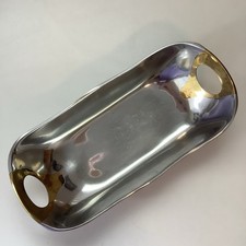 Vtg. Brutalist Style Aluminum & Brass Tray By David Marshall The Palm Restaurant picture