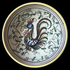 Vintage Outeiro Agueda Portugal Rooster Ceramic Bowl Trinket Dish Handpainted picture
