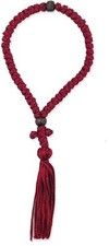 50 Knots Orthodox Burgundy Prayer Knot Rope With Cross Made in Lebanon 7.25 In picture