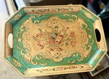 Large 19th Century Antique Papier Mache Occupied Japan Hand Painted Serving Tray picture