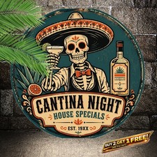 Premium Tequila Served Here Round Metal Tin Sign Home Bar Wall Art picture