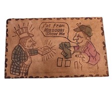 Vintage Handmade Leather Postcard Im From Missouri Show Me Humor 1907 Postmark picture