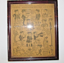 Antique 1921 KODAKS Wood Framed~Vancouver News Paper~Motor Dealers First Picnic picture