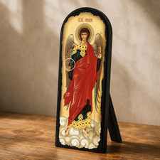 Saint Michael the Archangel Gold Foiled Wooden Icon For Religious Home Decor picture