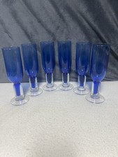 Vtg Bormioli Rocco “Into The Blue” Italian Champagne Flutes 8oz 8” Tall picture