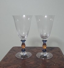 2 Mikasa Amber Wine Glasses Goblets  picture