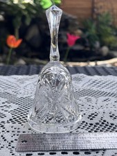 Vintage Crystal Style Glass Bell Faceted Handle Starburst Cut Pattern picture