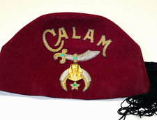 Vintage GEMSCO CALAM Shriners Fez Hat Burgundy Black Tassel Masonic Idaho picture