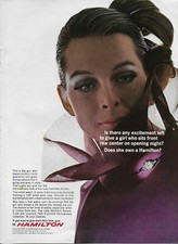 1967 Hamilton Lady Aurora Watch Diamond 14k Gold Woman Original Vintage Print Ad picture
