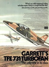Garrett's TFE 731 Turbofan 1155 CASA C-101CC Aviojet 1155 Vtg Magazine Print Ad picture
