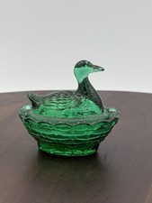 Boyd Glass Emerald Green Duck On Nest Salt Cellar-MINI picture