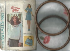 M 4663 sewing pattern 70's chic DRESS TOP BELT sew GRANNY BAG + 6