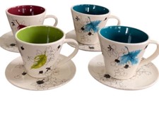 Starbucks Vintage Set Of 4 Cups & Saucers 2007 