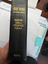 Holy Bible Masonic Edition Cyclopedic Indexed Red Letter Ed. Hertel Copy 1942 picture