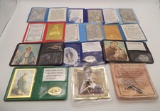 Lot of 12 Vintage Catholic Pocket Shrines Prayer Wallets Medals St Jude Benedict picture