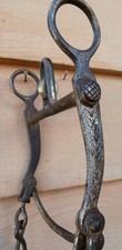 Antique August Buermann Horse Curb Bit original 11 in. Old Rein Chains picture