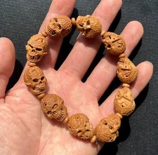 New Olive Nut Carved Skull Bracelet Beads Chain Handcraft Collection picture