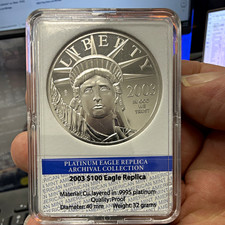 American Mint 2003 $100 Platinum Eagle Replica Proof Archival 40mm 32g picture
