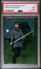VINTAGE 1996 TOPPS FINEST STAR WARS #2 LUKE SKYWALKER 1ST CHROME PSA 9 (OC) Mint picture