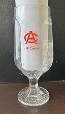 A. COORS STEMMED PEBBLED GLASS BEER GLASS BREWERIANA LOGO ADVERTISEMENT picture