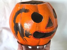 Antique German Paper HALLOWEEN Pumpkin Jack O'Lantern, Stenciled Witch Black Cat picture