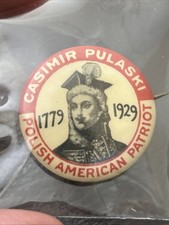 Vintage Casimir Pulaski Polish American Patriot Pin~1779 1929 picture