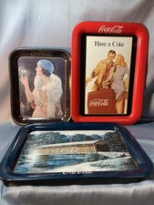 Vintage Lot Of 1990's reproduction COCA-COLA Coke Metal Advertising Trays picture