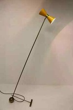 Vintage Italian Design Floor Lamp Brass Yellow Diabolo 1950 Midcentury Stilnovo picture