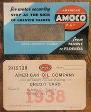 Vintage 1938 Amoco Paper Credit Charge Card with Plastic Sleeve - Oil & Gas picture
