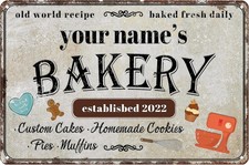 Custom bakery Tin Metal Sign Personalized Name Retro Wall 8x12 picture