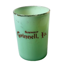 GRINNEL IOWA IA Uranium Antique Custard Glass Souvenir Trinket CUP picture