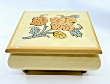 VTG Italian Reuge Swiss White Elm Floral Inlay Music Box picture
