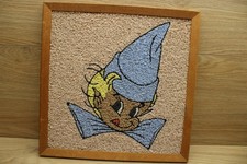 Vintage ‘60s PIXIE MCM Gravel Art/Pebble Art Framed Wall Hanging 13”x13” picture