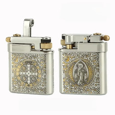 Vintage Skull Turbo Lighter - Unique Brass Gift for Smokers, No Fuel Included picture