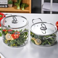 Clear Glass Stockpot Heat Resistant Cooking Pot Simmer Pot Soup Pot 2.7qt 3.7 qt picture