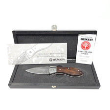 Boker 2011 Annual Damascus Thorn Folding Knife Jim Burke #078 Wood Solingen NOS picture