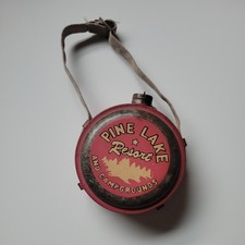 PINE LAKE RESORT AND CAMPGROUNDS Decorative Wall Hanging Metal Canteen Rustic4” picture