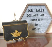 1800s French Napoleonic Brass / Leather / Wood Crown Ammunition Pouch Case picture