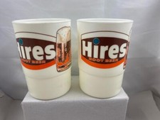 Lot of 2 Vintage Hires Root Beer Plastic Mugs Whirley Industries 16 Ounces picture