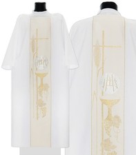 White Gothic Dalmatic with stole Vestment Dalmatique Dalmática Blanca D036B picture
