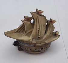 Antique Celluloid Sailing Ship Boat Flags Tape Measure that has tape lost in it  picture