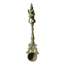 Old Antique Vintage Handcrafted Brass Lord Krishna Figure Spoon Collectible picture