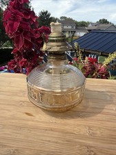 Vintage KAADAN LTD Clear Glass Hurricane Oil Lamp Base Colonial Block & Ribbed picture